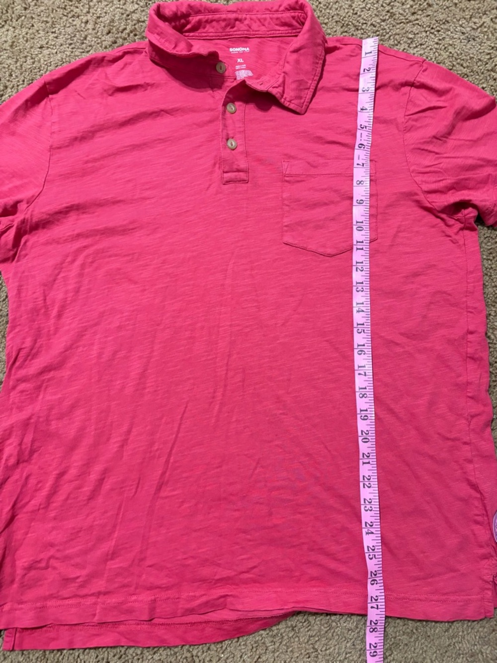 Sonoma Bright Pink Polo with Chest Pocket Size XL - Picture 5 of 8